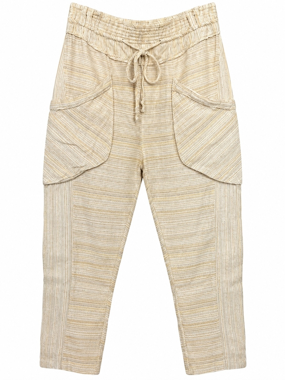Free People Sweet Escape Pull On Pants M Beige Yellow Stripe Boho Harem Boho FP